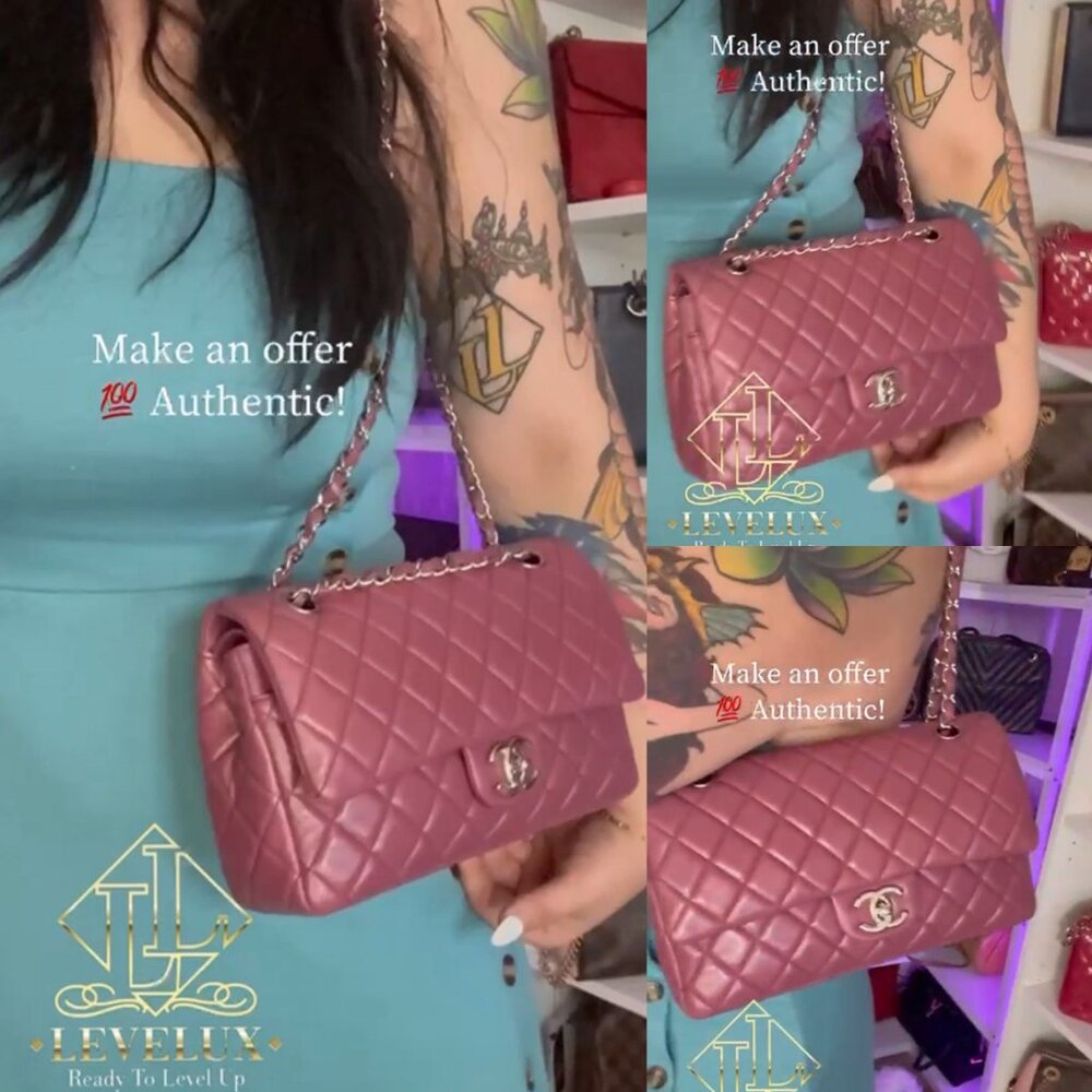 💎✨BEAUTIFUL✨💎Authentic CHANEL Quilted CC Double Flap Chain Leather